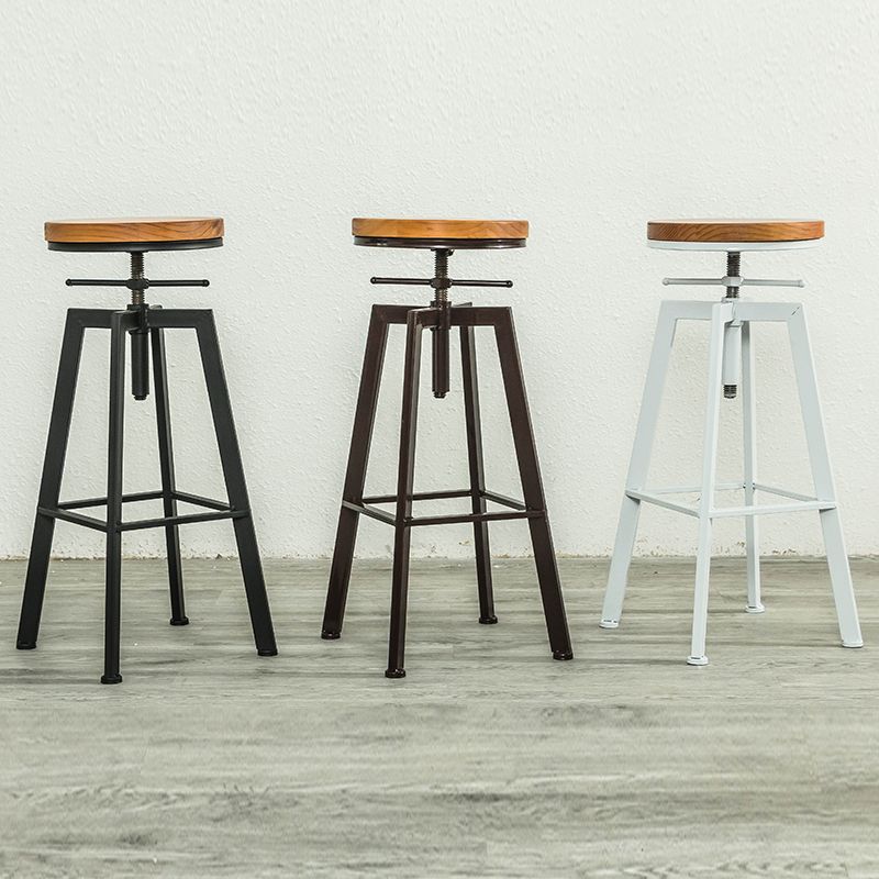 Armless Rotatable Bar Chair Modern Round Seat Bar Stool with Metal Footrest