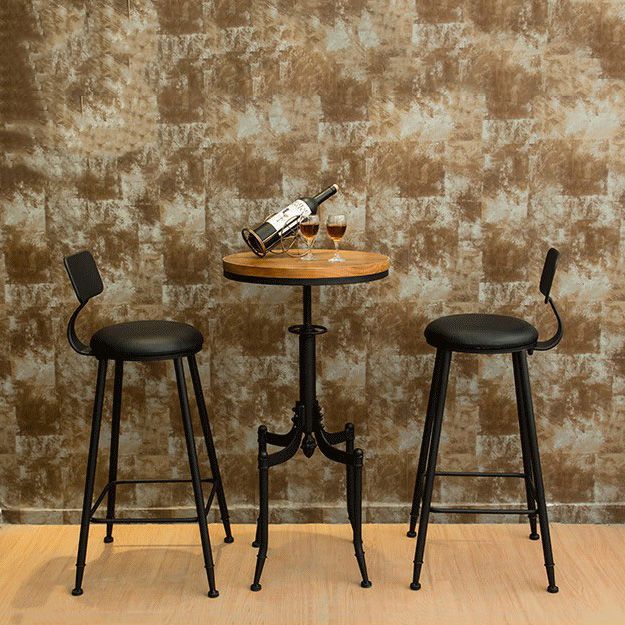 Industrial 1/2/3 Pieces Solid Wood Bar Table Set Adjustable Counter Set