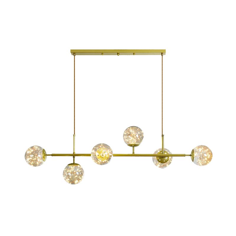 Contemporary Island Light Fixtures Sphere Glass 6-Light Island Lights