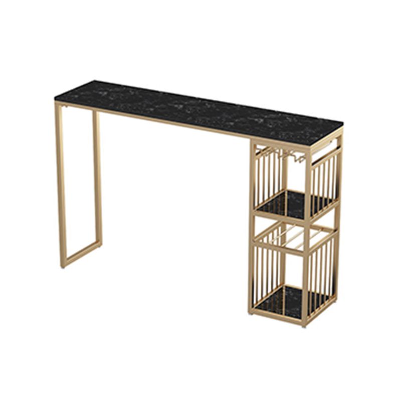 Glam White Marble Bar Table with Rectangle Table Top Gold Sled Table - 42" H