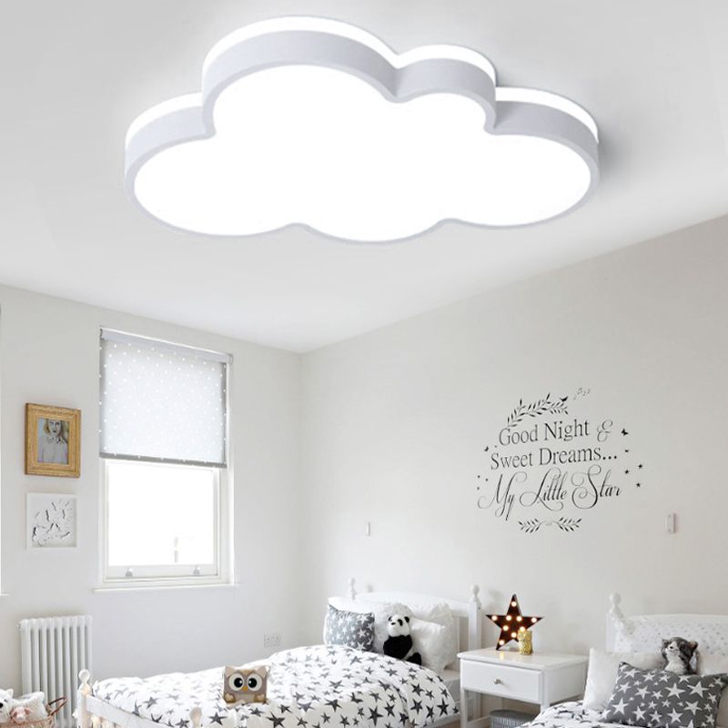 Cloud Shade Bedroom Ceiling Light Acrylic and Metal LED Cartoon Style Flush Pendant Light in Yellow/White
