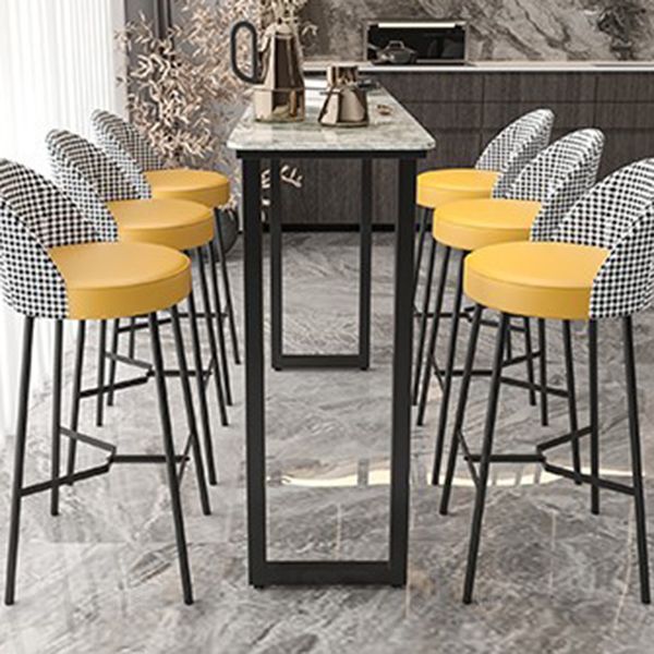 Contemporary Pub Table with Sled Polished Finish Stone Top Bar Table
