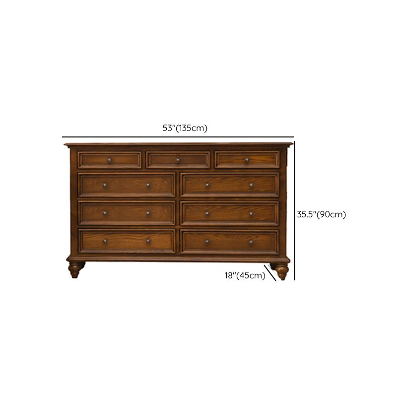Solid Wood Storage Chest Dresser Brown Storage Chest with Drawers