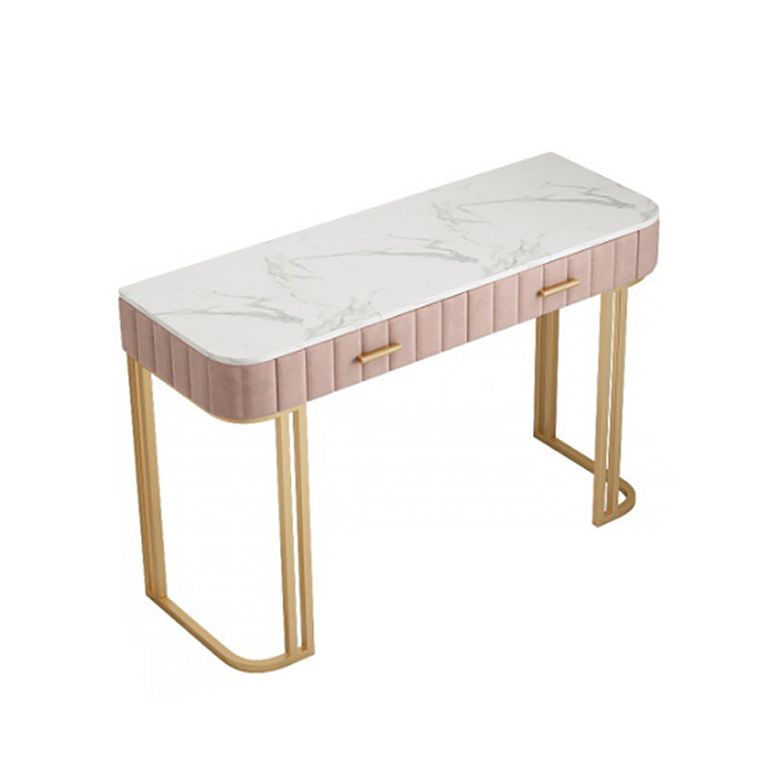 Glam 29.5" High Marble Top Vanity Dressing Table with 2 Drawers