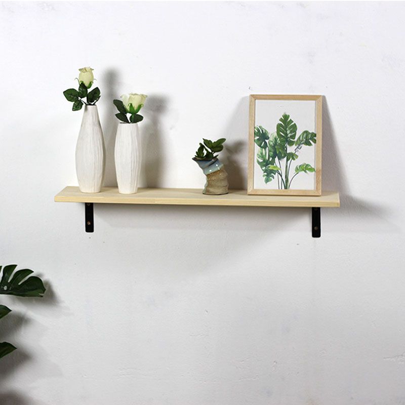 1 Shelf Floating Bookcase Natural Wood Closed Back Bookshelf
