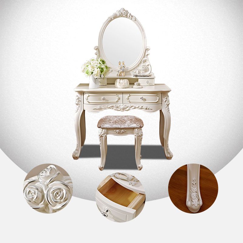 Victorian Solid Wood Vanity Dressing Table 4 Drawer Makeup Vanity Desk