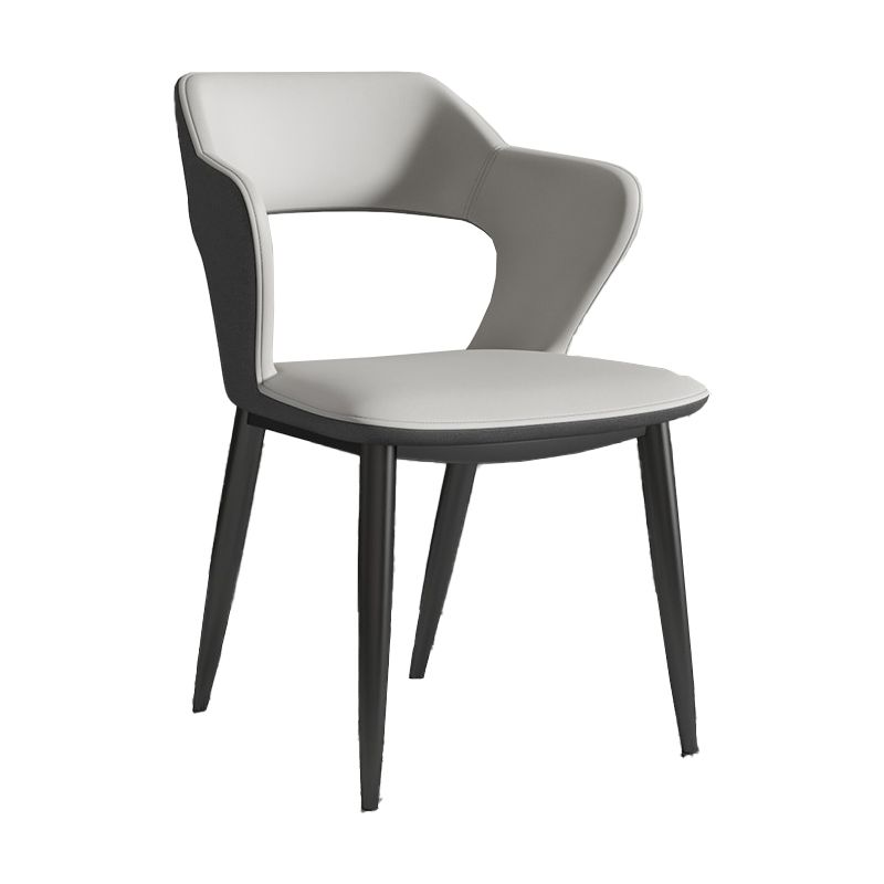 Metal Indoor Upholstered Chair with Arms Metallic Finish Open Back Side Chair