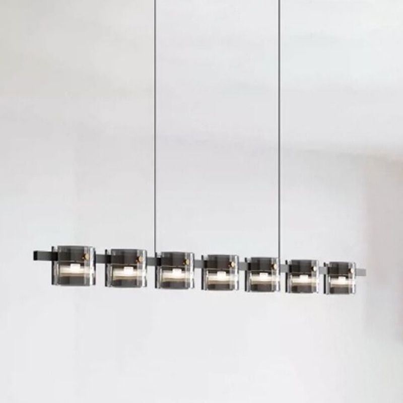 1 Light Chandelier Lighting Fixtures Modern Glass Hanging Lamp Kit in Black