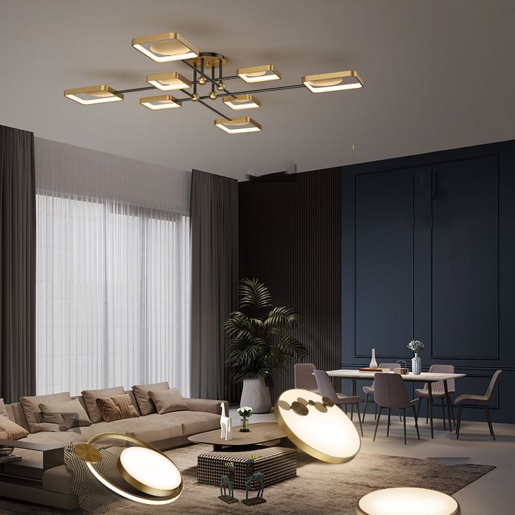 Sputnik Bronze Modern Flush Mount LED Metal Ceiling Mounted Light for Living Room