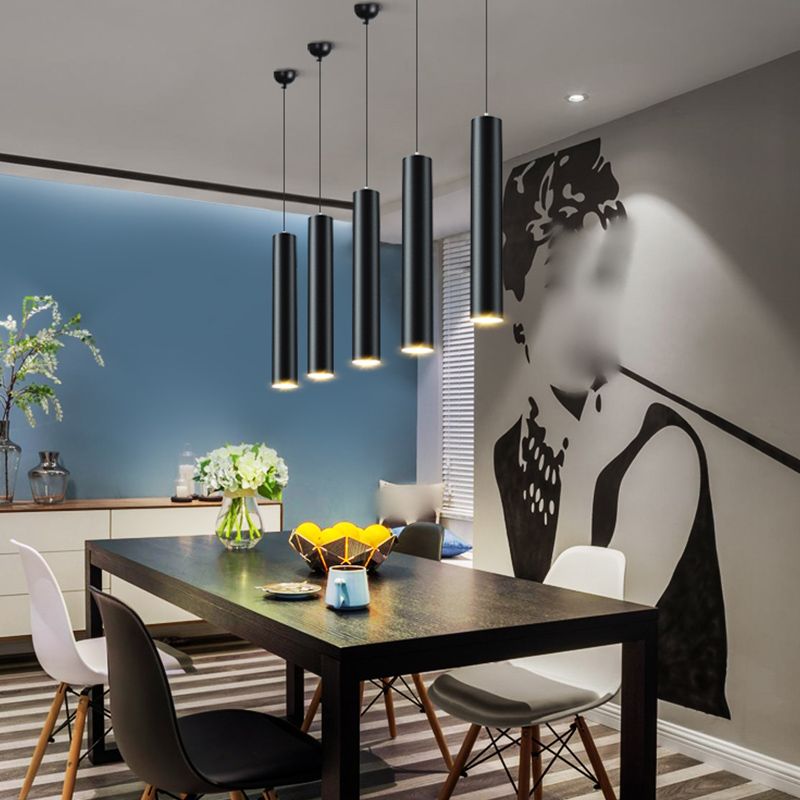 Forme cylindrique Métal Hanging Light Moderne Style 1 Lumière Lumière Lumière