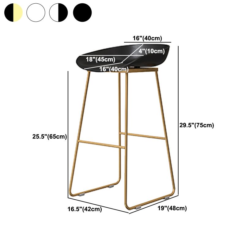 Coffee Shop Counter Stool Glam Metal Footrest Low Back Counter Stools