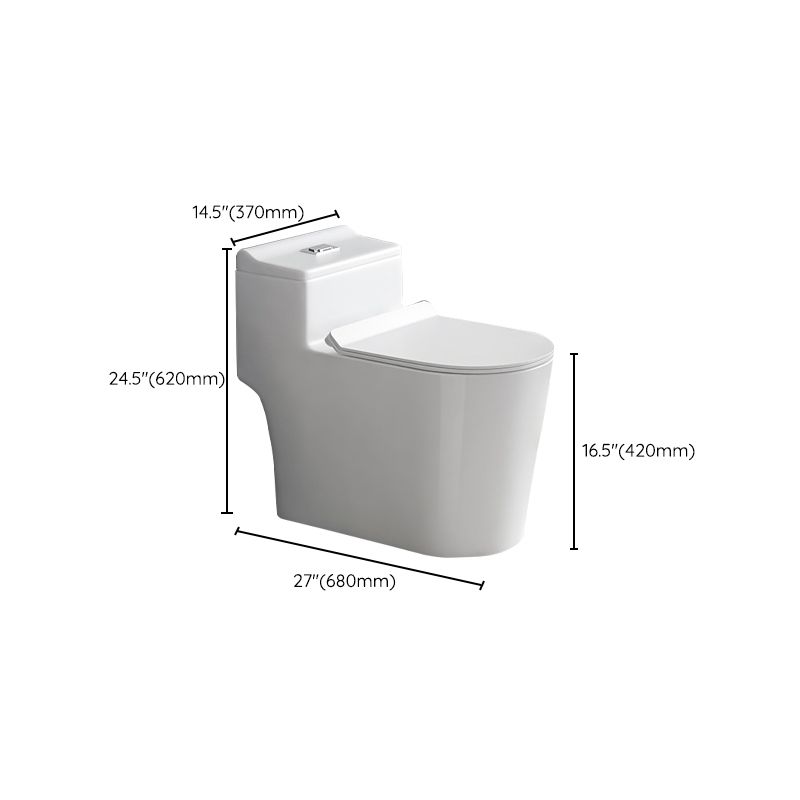 Contemporary Siphon Jet Toilet Bowl White Ceramic All-In-One Toilet