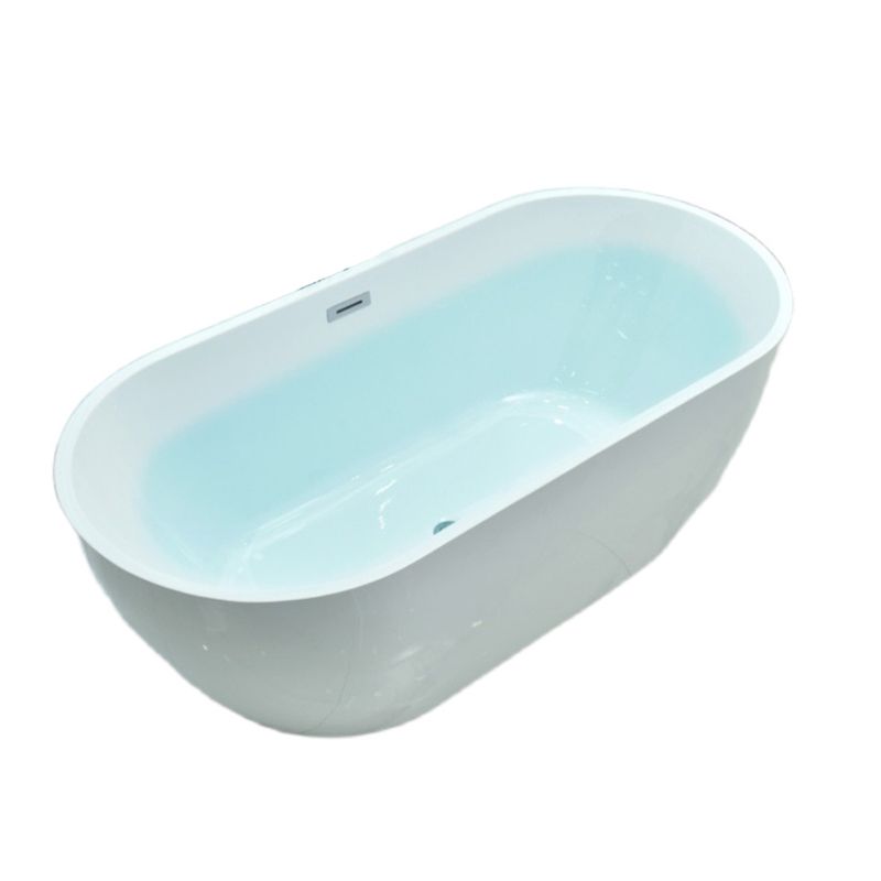 Modern White Oval Bath Tub Drain and Overflow Trim Tub in Bathroom