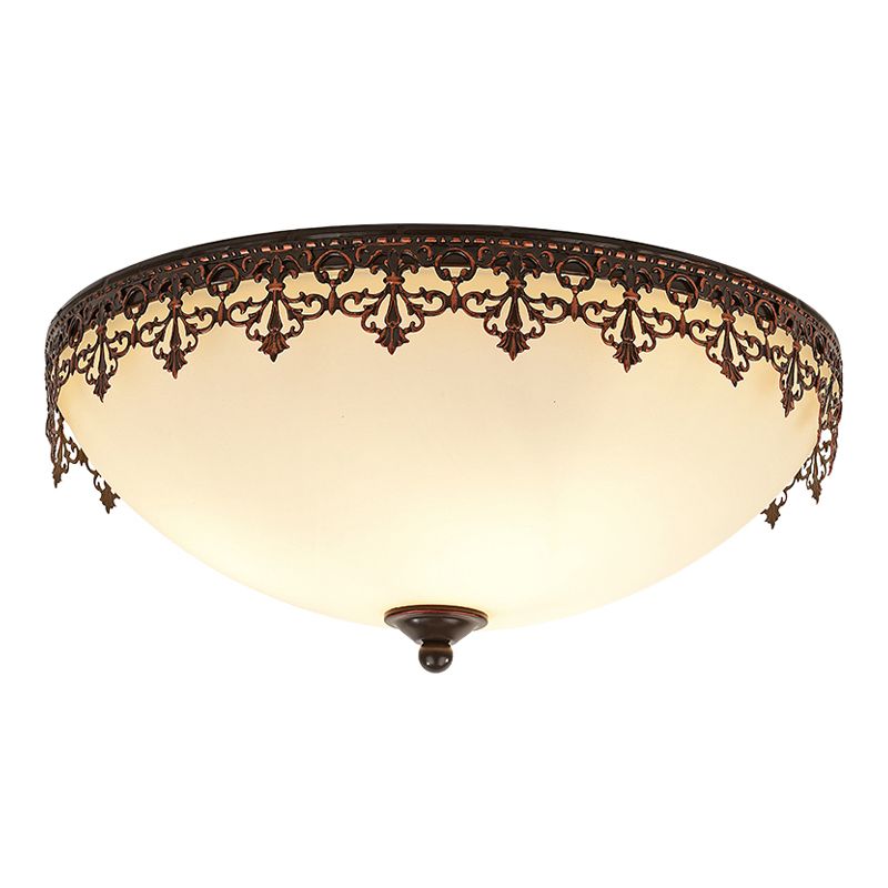 Glass Dome Flush Mount Light Fixture Traditional Living Room LED Ceiling Mount Lighting