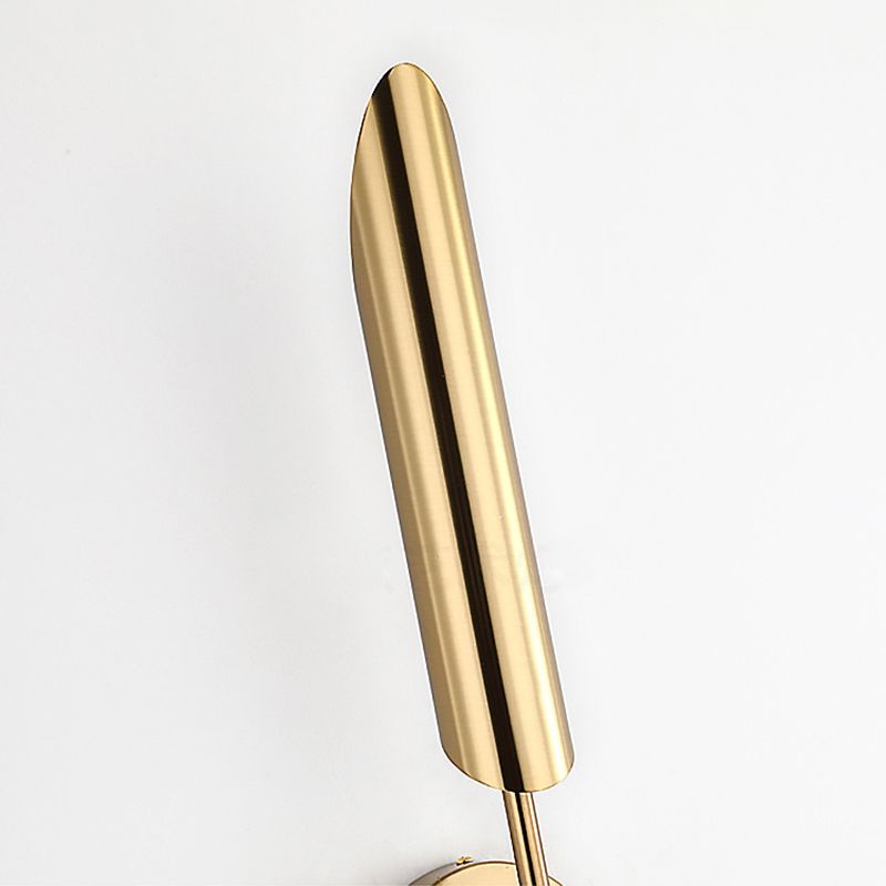 Shaded Bedroom Wall Sconce Lighting Metal Simplicity-Style Sconce Light Fixture in Gold