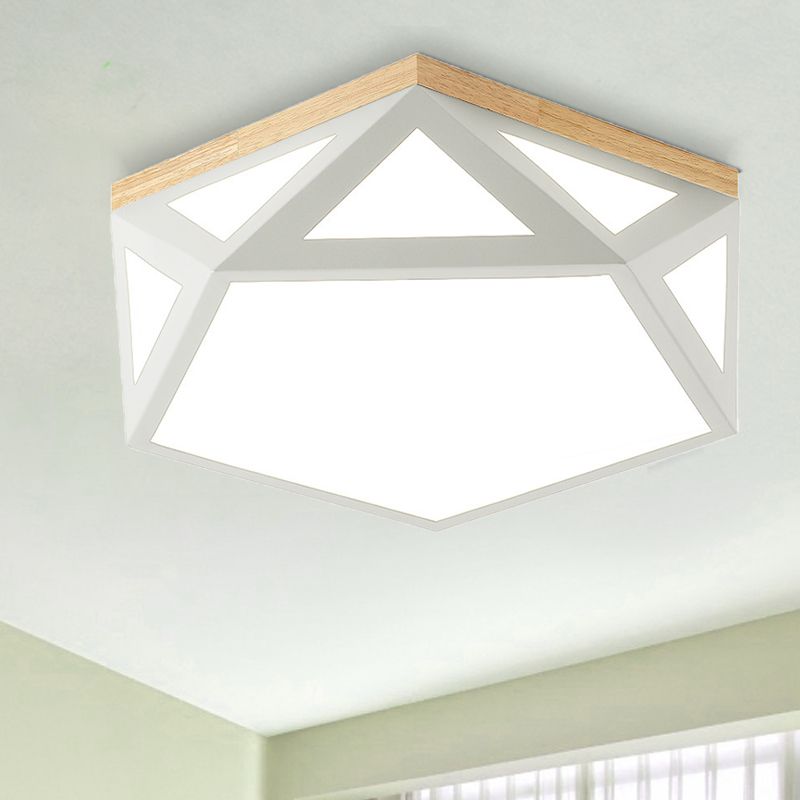 Modern Geometric Acrylic Flush Light 16.5"/20.5" W LED Gray/Green/White Ceiling Flush Mount for Bedroom, Warm/White/Natural/3 Color Light