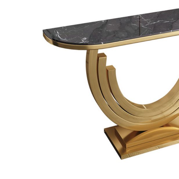 Glam Golden Console Table Marble Stain Resistant Console Sofa Table for Hall