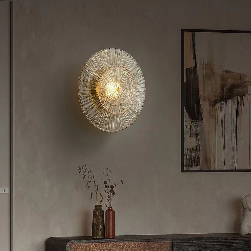 LED Modern Metal Wall Sconce Flower Shape Wall Light with Glass Shade for Bedroom