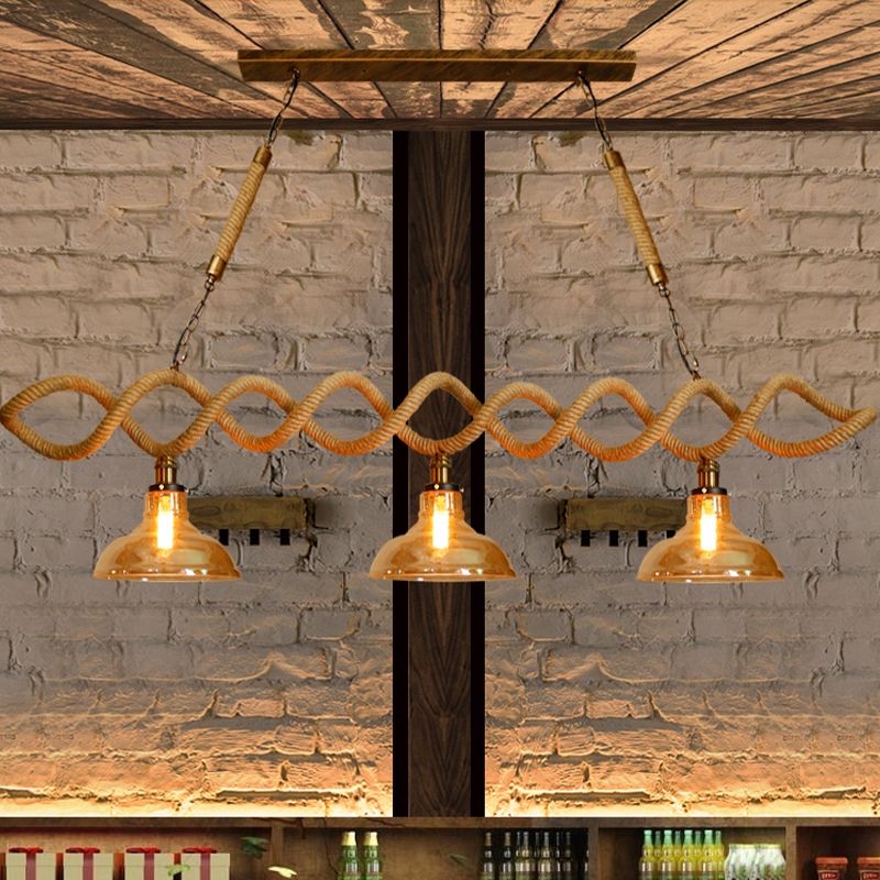 Beige Barn Island Idea Lighting Glass Amber Retro 2/3 Lights Bar Hanging Soful Afferma