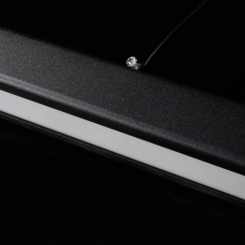 Linear Shape Island Pendant Contemporary Metal 1 Light Pendant Lighting Fixture in Black