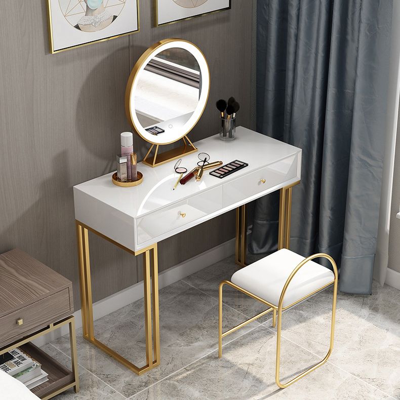 Two Piece Luxurious Wood Vanity Set Black/White Dresser with Stool