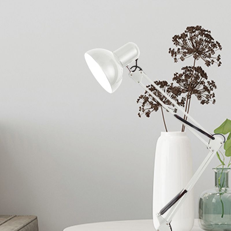 Modern Stylish 1 Bulb Desk Lamp with Metal Shade Black/White Adjustable Domed Reading Book Light for Bedroom