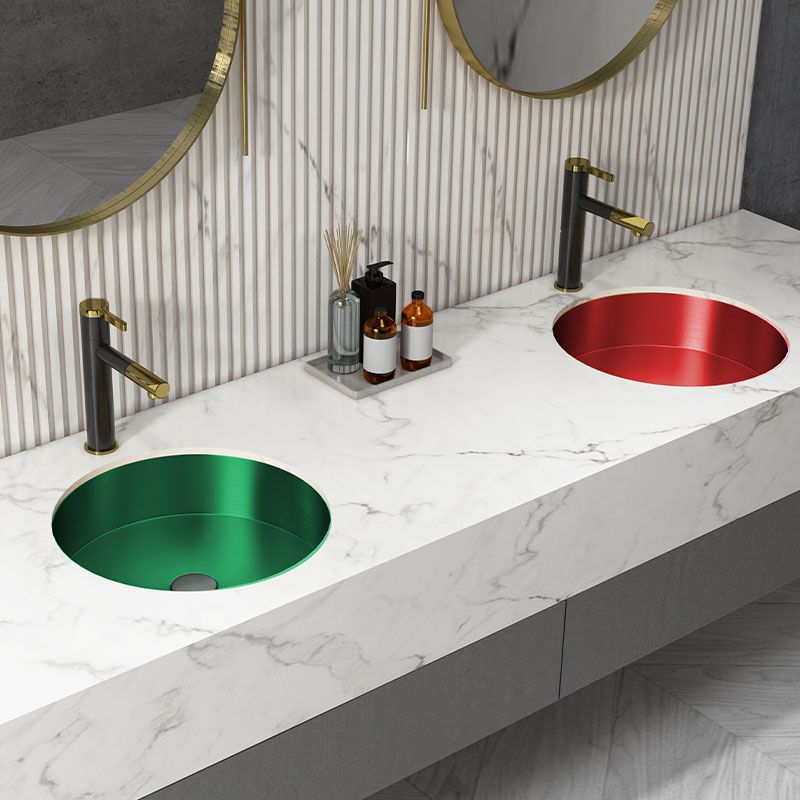 Contemporary Round Wash Stand Ceramic Metal Undermount Bathroom Sink
