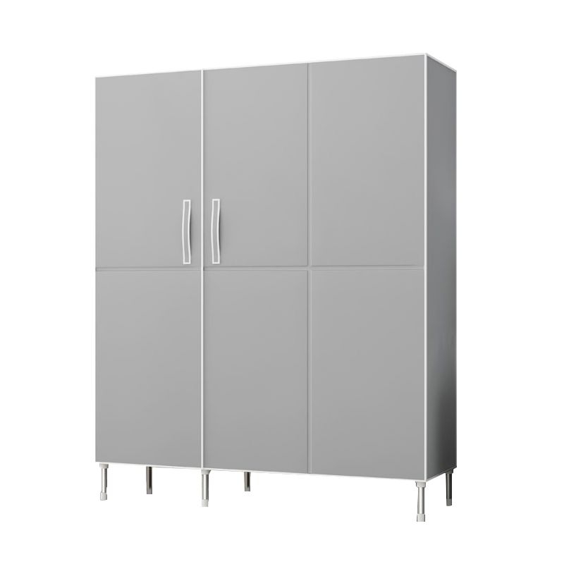 Hinged Wardrobe Cabinet with Garment Rod Steel Wardrobe Armoire