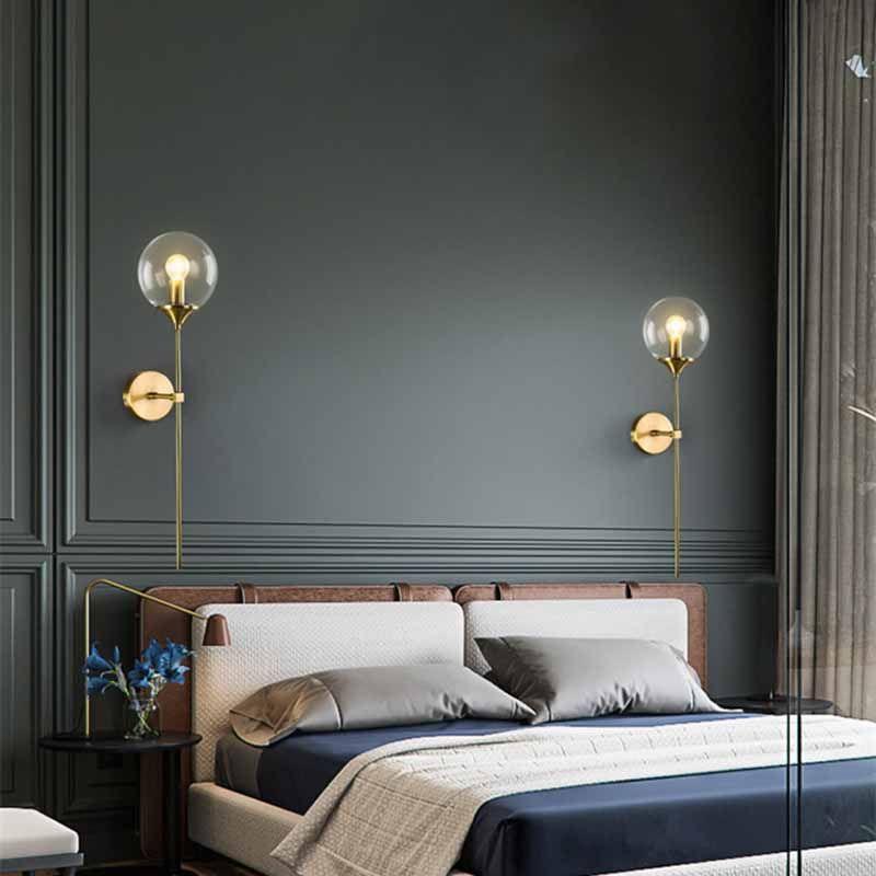 Single Golden Finish Modernism Glass Shade Unique Bathroom Vanity Light