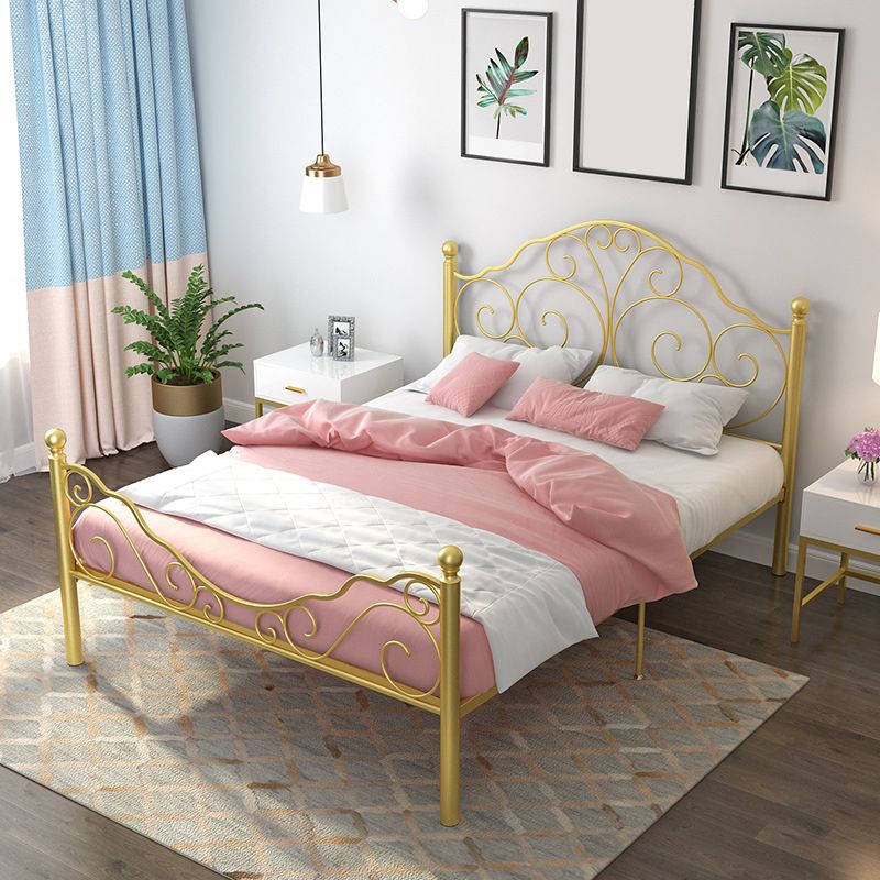 Glam Open-Frame Bed with Iron Headboard and Footboard 49.21" High