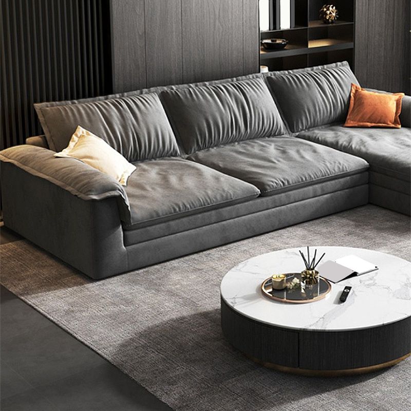 Dark Gray Faux Leather Sofa/Sectional Stain-Resistant Sofa for Living Room