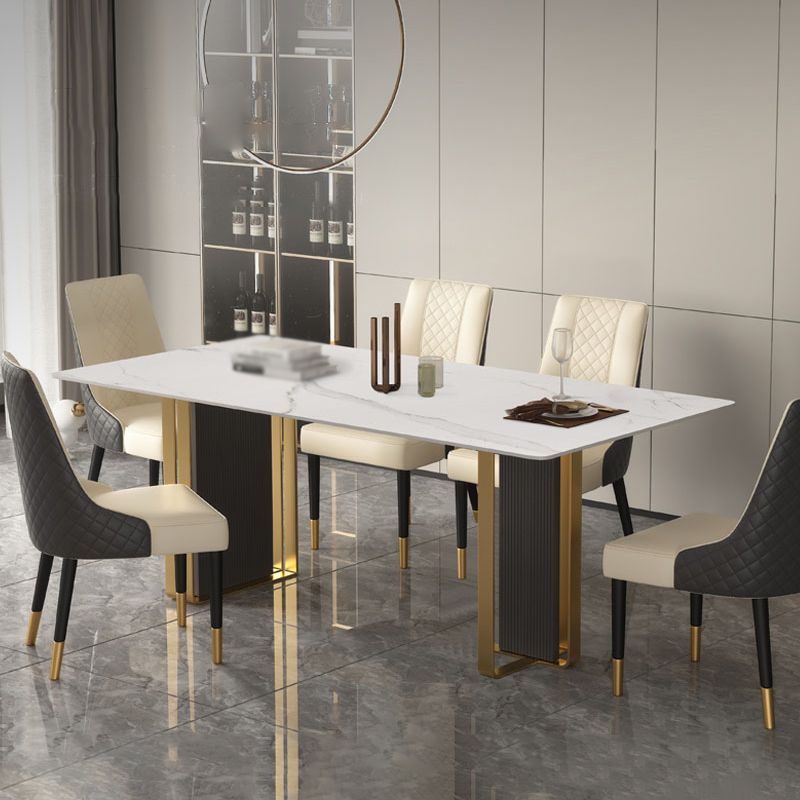 1/4/5/6/7 Pieces Dining Chairs Set  White Sintered Stone Dining Table Set for Home Use