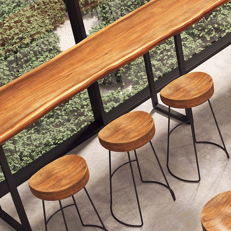Industrial Style Metal Bar Stool Armless Bar Stool with Black Base