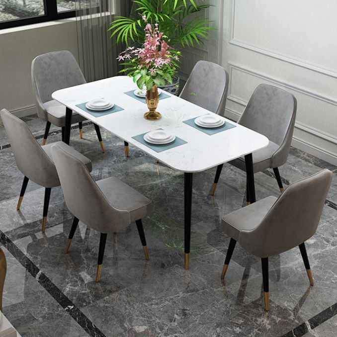 Contemporary Dining Table Set 1/2/7 Pieces Indoor Stone and Iron Dinette Set