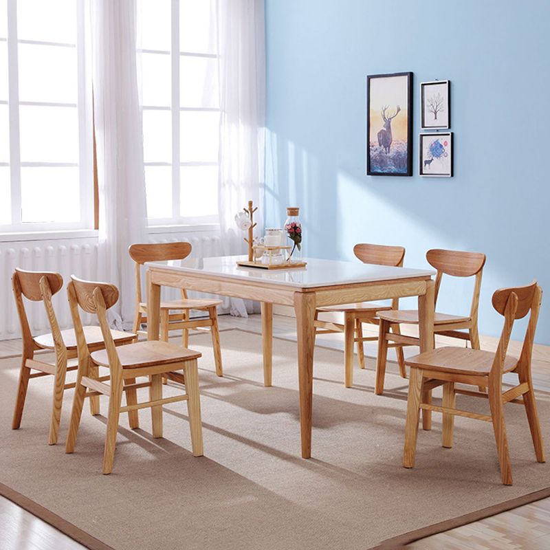 Sillas laterales de comedor con respaldo abierto de diseño moderno Sillas laterales de comedor de madera (juego de 2)