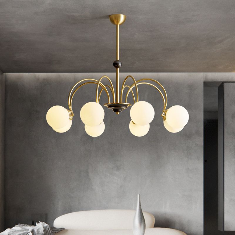 Moderne stijl Global Chandelier Multi Lights White Glass Suspension Lamp