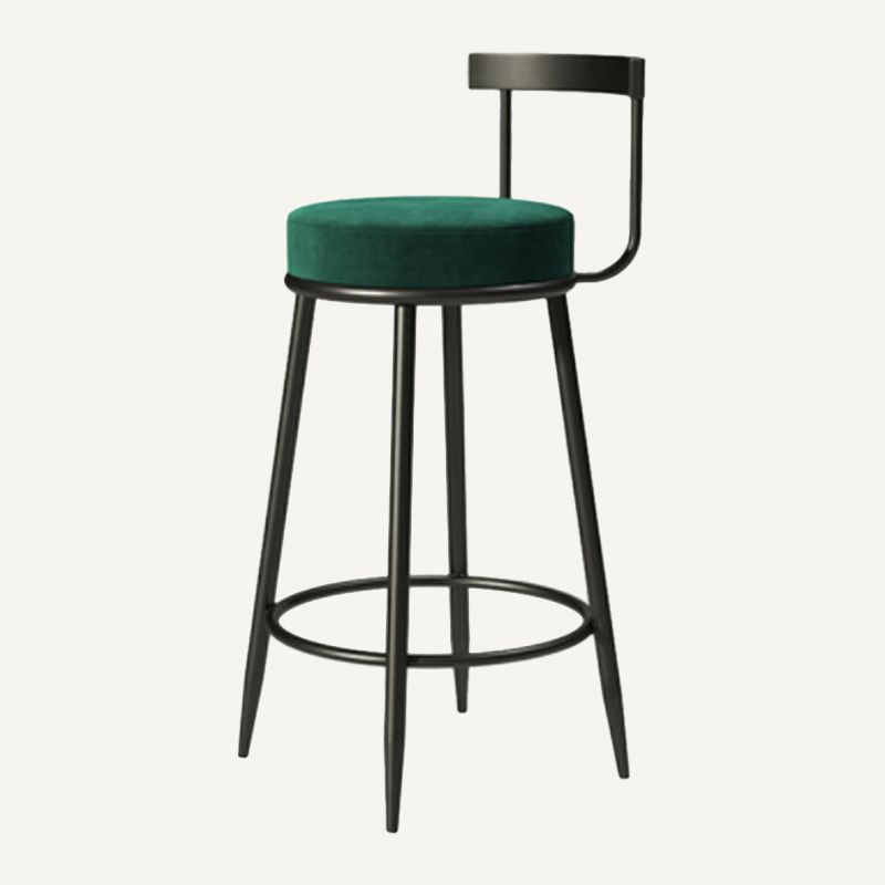 Industrial Armless Backrest Counter Stool Iron Cafe Bar Stool with Cushion and Pedal
