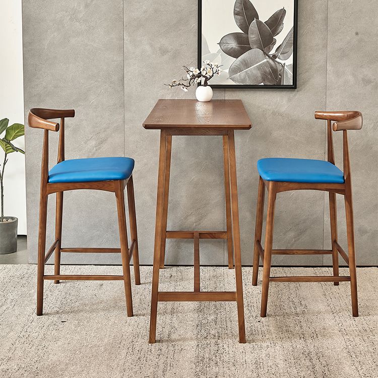 Modern Rectangle Ash Bar Table Set 1/2/3 Pieces Counter Table with Armless High Stools