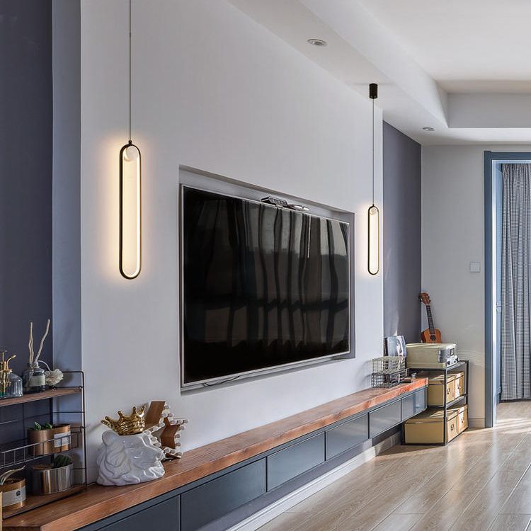 Moderne stijl led hanglamp 1 licht ovaal metaalhanglicht voor bed voor het bed