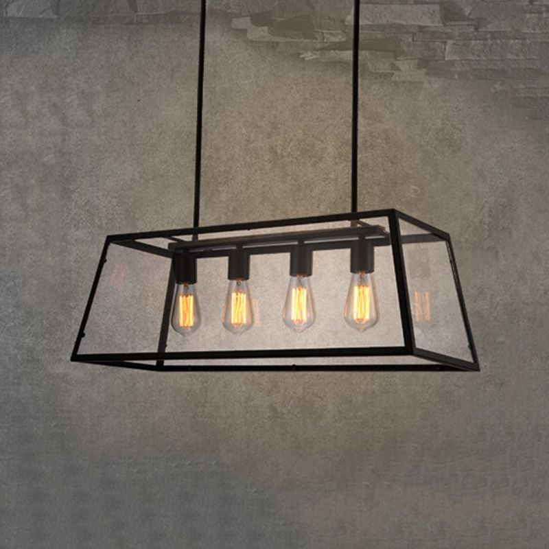 Industrial Trapezoid Island Lighting Metal Multiple-Light Island Pendant