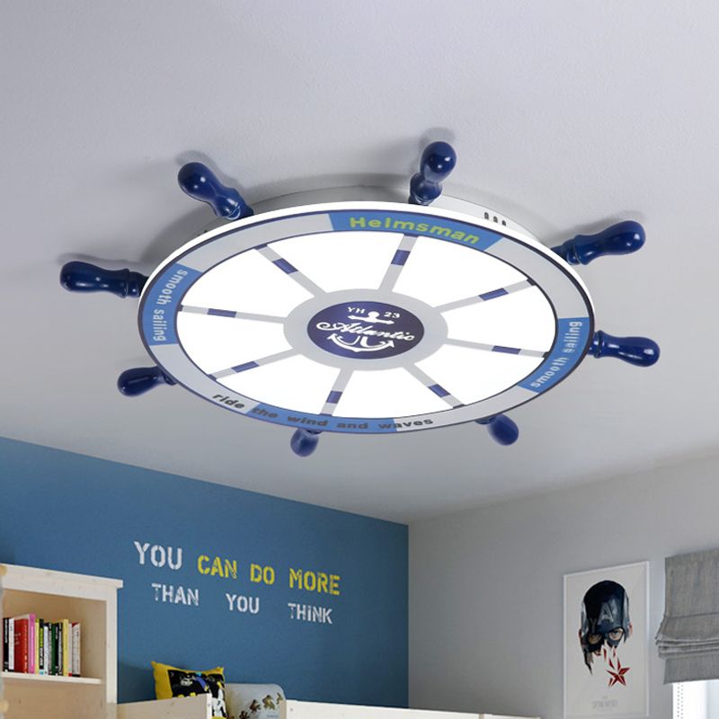 Acrylic Rudder Flush Mount Spotlight Mediterranean LED Blue Flush Light Fixture for Nursery, 21.5"/25.5" W