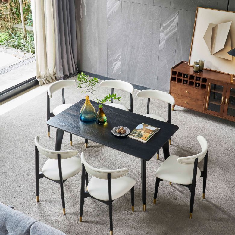 Solid Wood Traditional Luxury Rectangle Indoor Table Ash Wood Table with 4 Legs