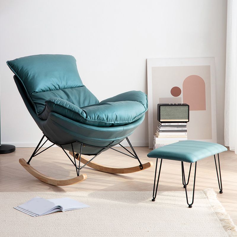 Modern Cushions Rocker Chair Metal Frame Spindle Rocker Chair with Ottoman