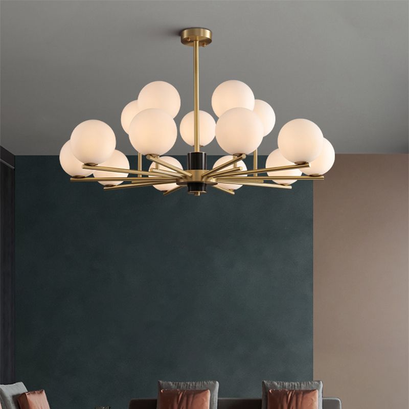 Contemporary Style Spherical Pendant Chandeliers Glass Chandelier Lights in Gold
