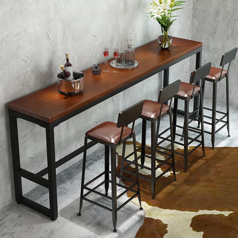 Industrial 1/5/9 Pieces Bar Table Set Rectangle Pine Wood Counter Table with High Stools