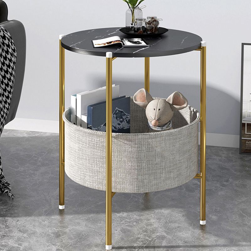 Modern Metal 4 Legs End Table Round Top Side Table with Storage