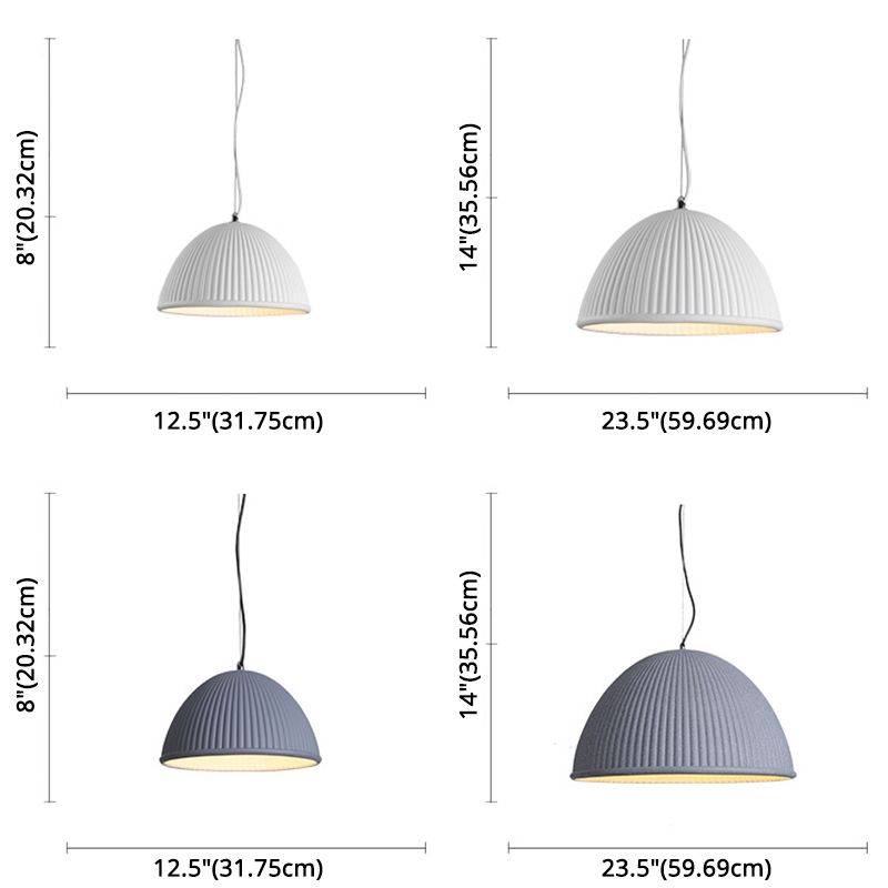 Ribbed Hanging Pendant Light Minimalist Style Resin Pendant Lighting Fixture for Dinning Room