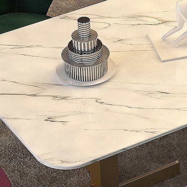 Traditional Luxury Dining Table White Marble Rectangle Dining Table for Home