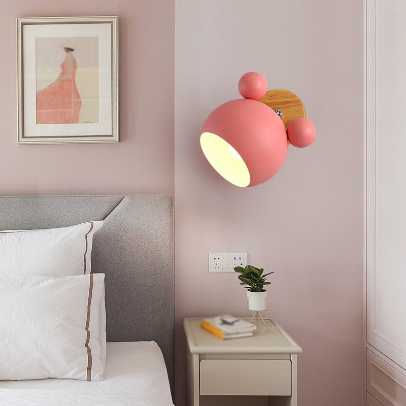 Macaron Style Wall Mount Light 1-Light Wall Light with Iron Shade for Living Room
