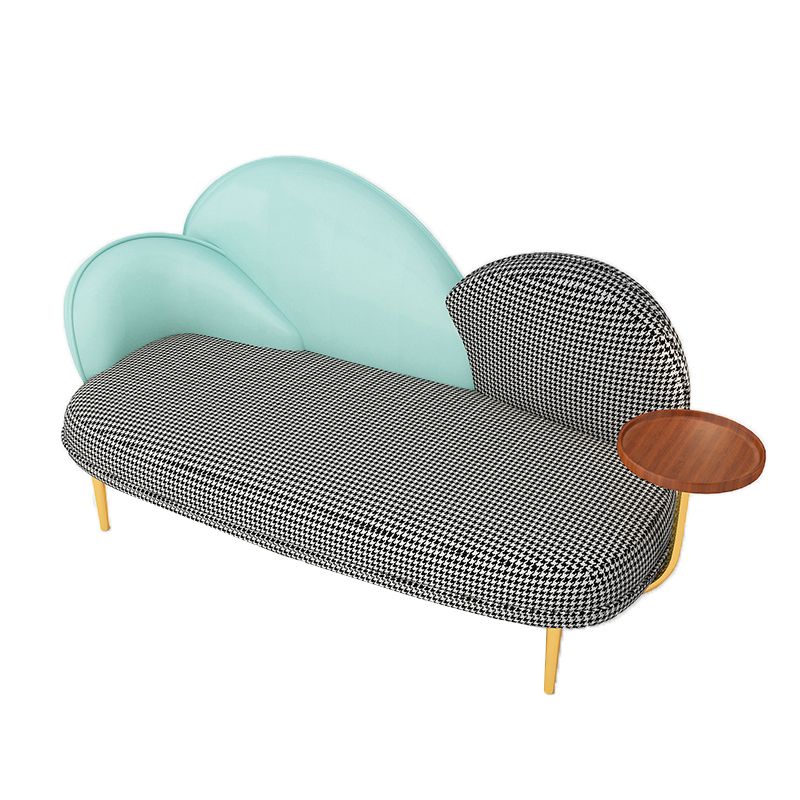 Contemporary Curved Sofa Sloped Arm Sofa with Storage Tray for Living Room